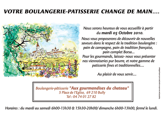 Flyer Pâtisserie 'Aux Gourmandises du Château'